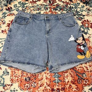 NWT DISNEY PLUS SIZE 22 PLUTO & MICKEY MOUSE DENIM SHORTS